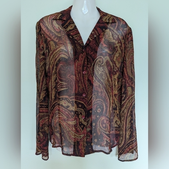 Vintage sheer silk button down blouse - Picture 1 of 14